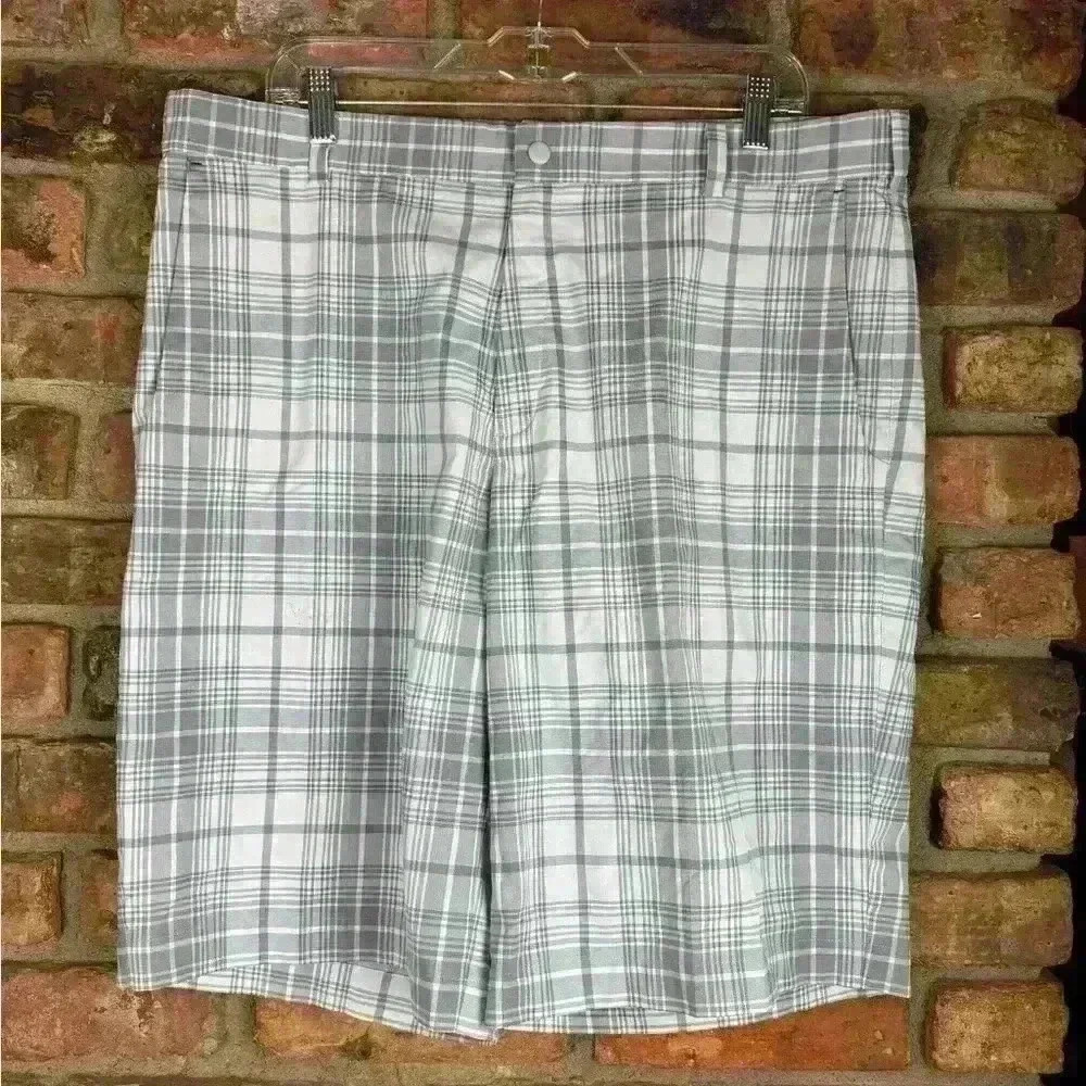 Nike Golf Tour Performance Shorts Men size 36 Gray Plaid 509182-100 Dri-Fit
